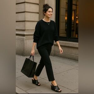 CL by Laundry, black wedge heels w/ silver tone studs, style Cutey,original box